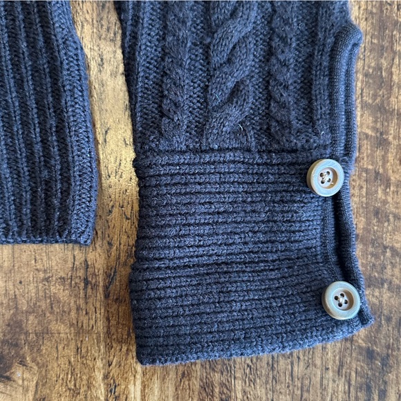 Smartwool | Dark Brown Merino Wool Cable Knit Zip Up Hooded Cardigan, Size S - Picture 7 of 9